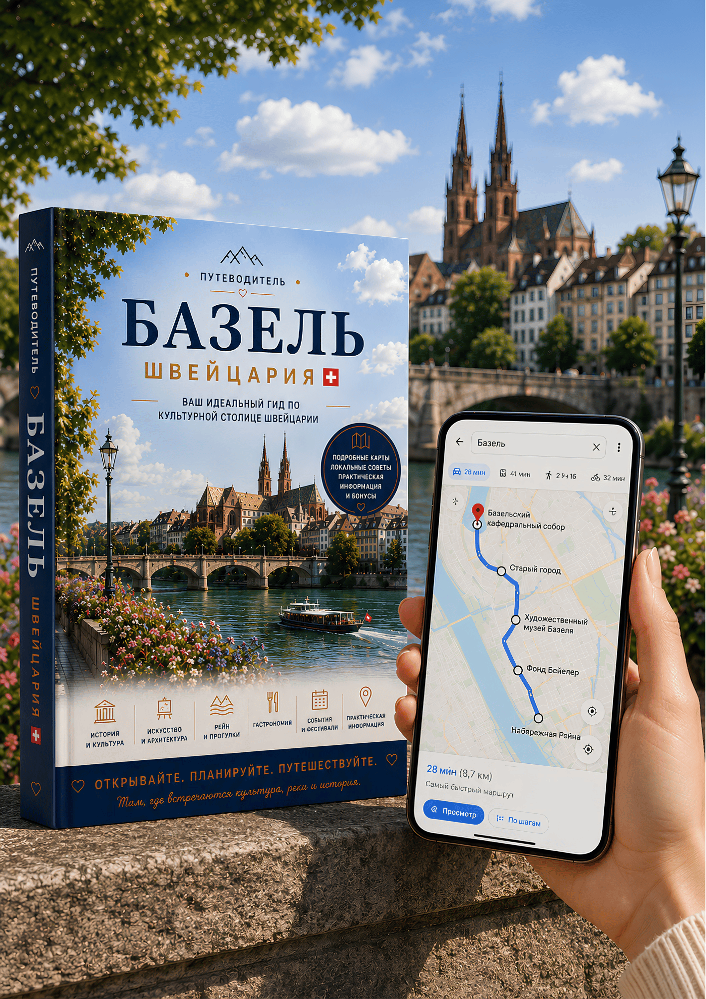 Интерактивный путеводитель по Базелю с Google Maps на смартфоне