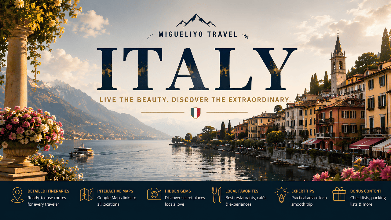 Italy Travel Guides – Premium Interactive PDF Travel Guides with Google Maps, Hidden Gems, Local Tips and Ready-Made Itineraries by Migueliyo Travel