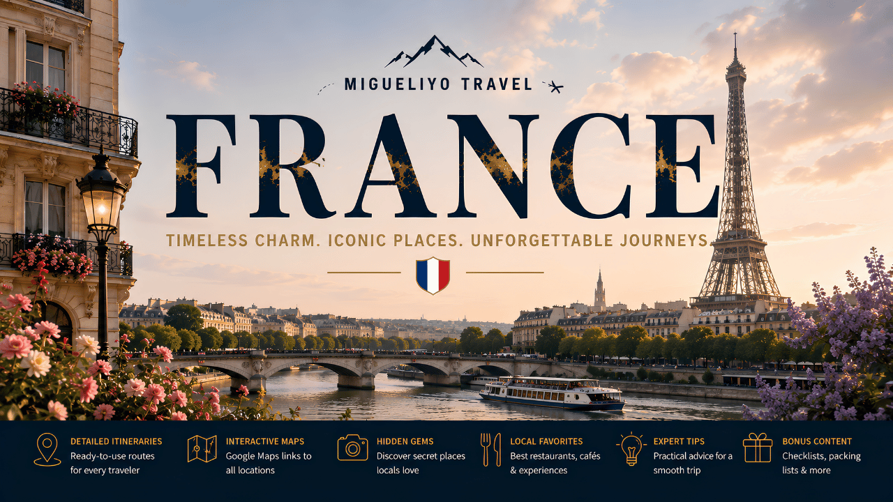 France Travel Guides – Premium Interactive PDF Travel Guides with Google Maps, Hidden Gems, Local Tips and Ready-Made Itineraries by Migueliyo Travel