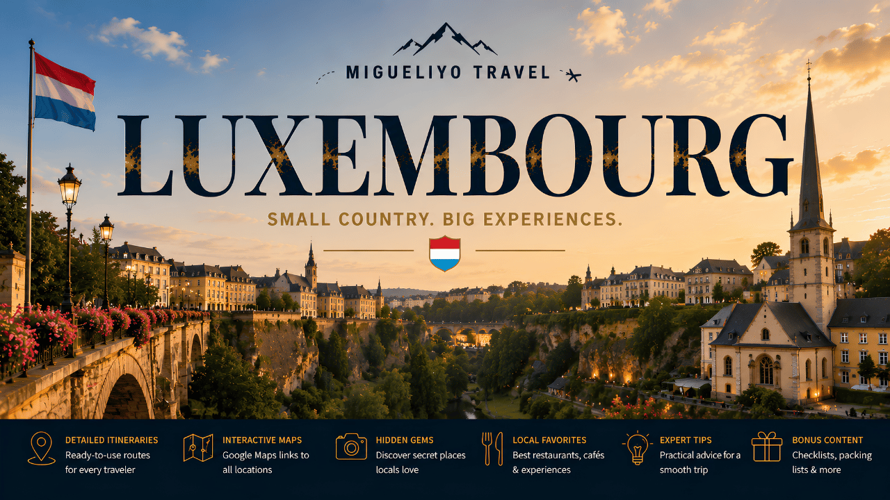 Luxembourg Travel Guides – Premium Interactive PDF Travel Guides with Google Maps, Hidden Gems, Local Tips and Ready-Made Itineraries by Migueliyo Travel