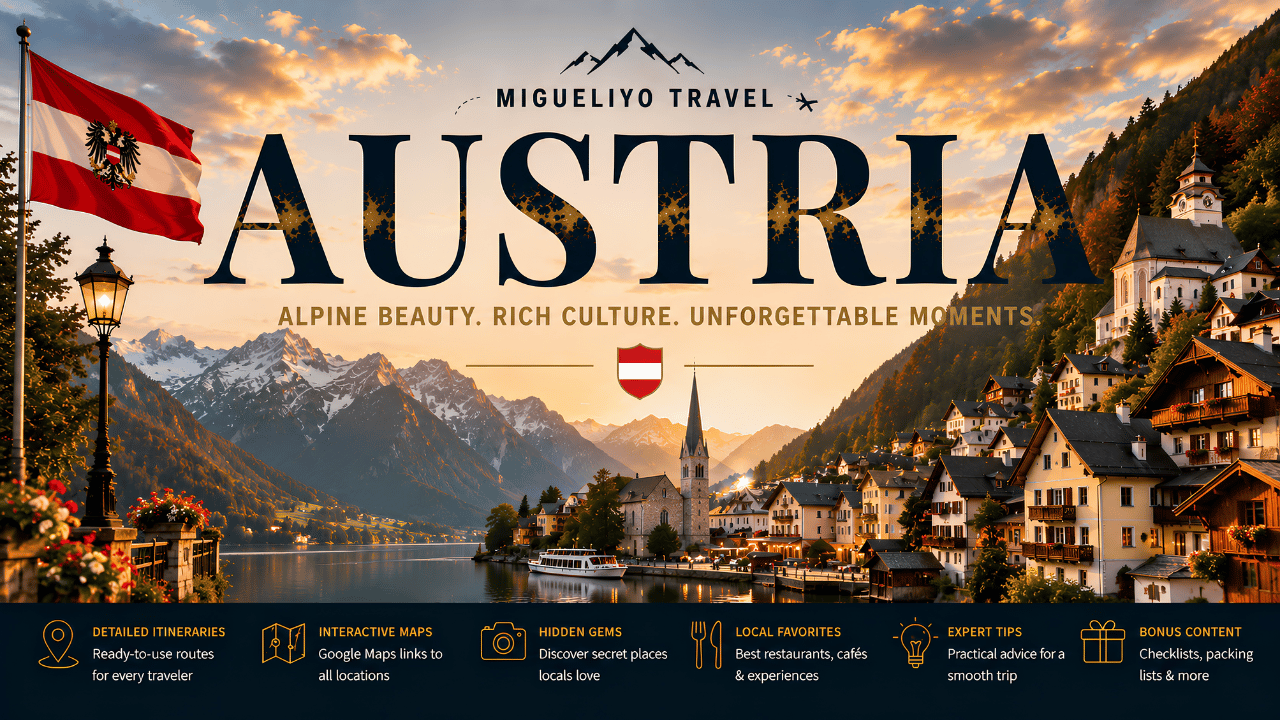 Austria Travel Guides – Premium Interactive PDF Travel Guides with Google Maps, Hidden Gems, Local Tips and Ready-Made Itineraries by Migueliyo Travel
