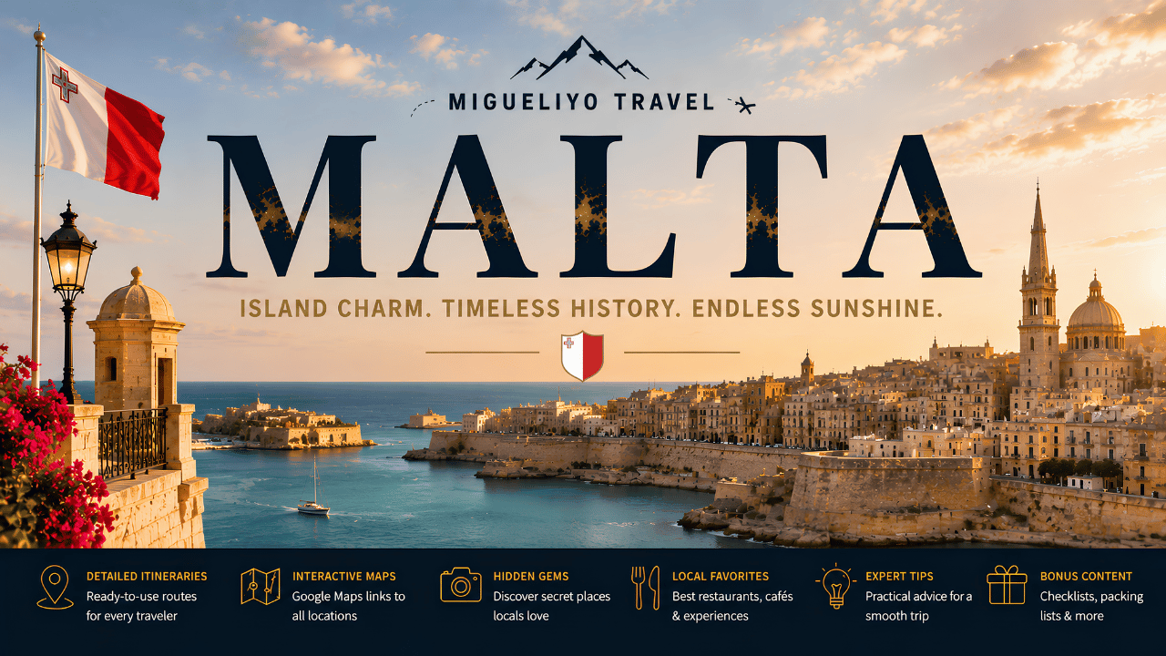 Malta Travel Guides – Premium Interactive PDF Travel Guides with Google Maps, Hidden Gems, Local Tips and Ready-Made Itineraries by Migueliyo Travel