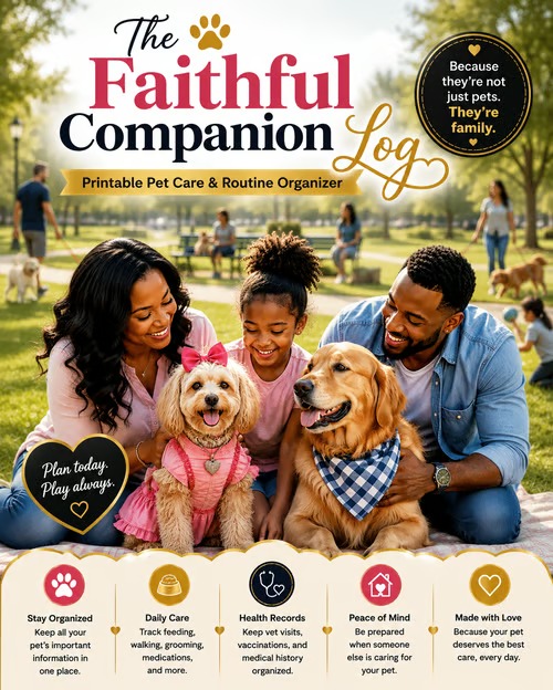 Helpful pet care guides, pet planners, activity logs, and digital resources for dog and pet owners. Discover practical, easy-to-use products designed to help you care for, organize, and enjoy life with your pets.  Homemade dog treat recipes for pet owners