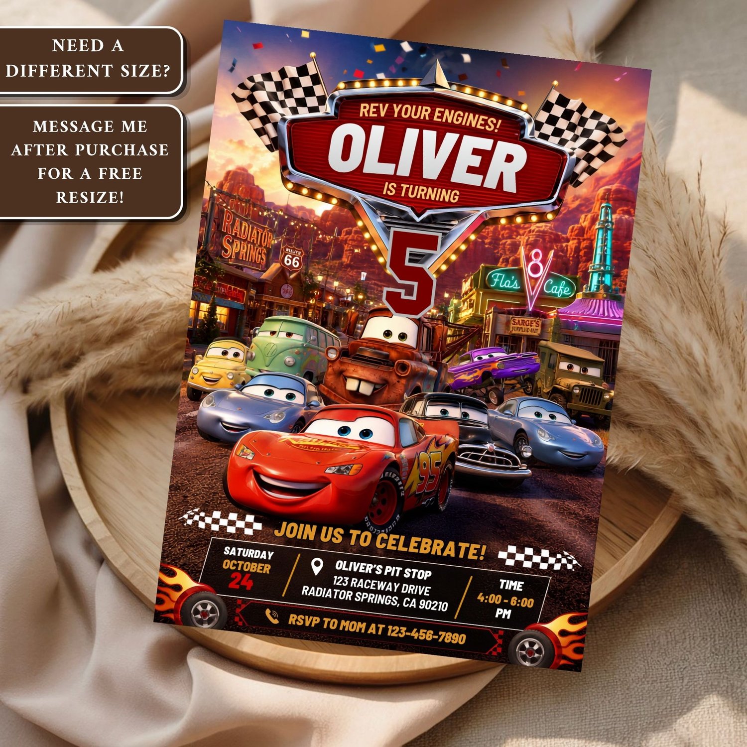 Editable Cars birthday party invitation template for a kids birthday celebration