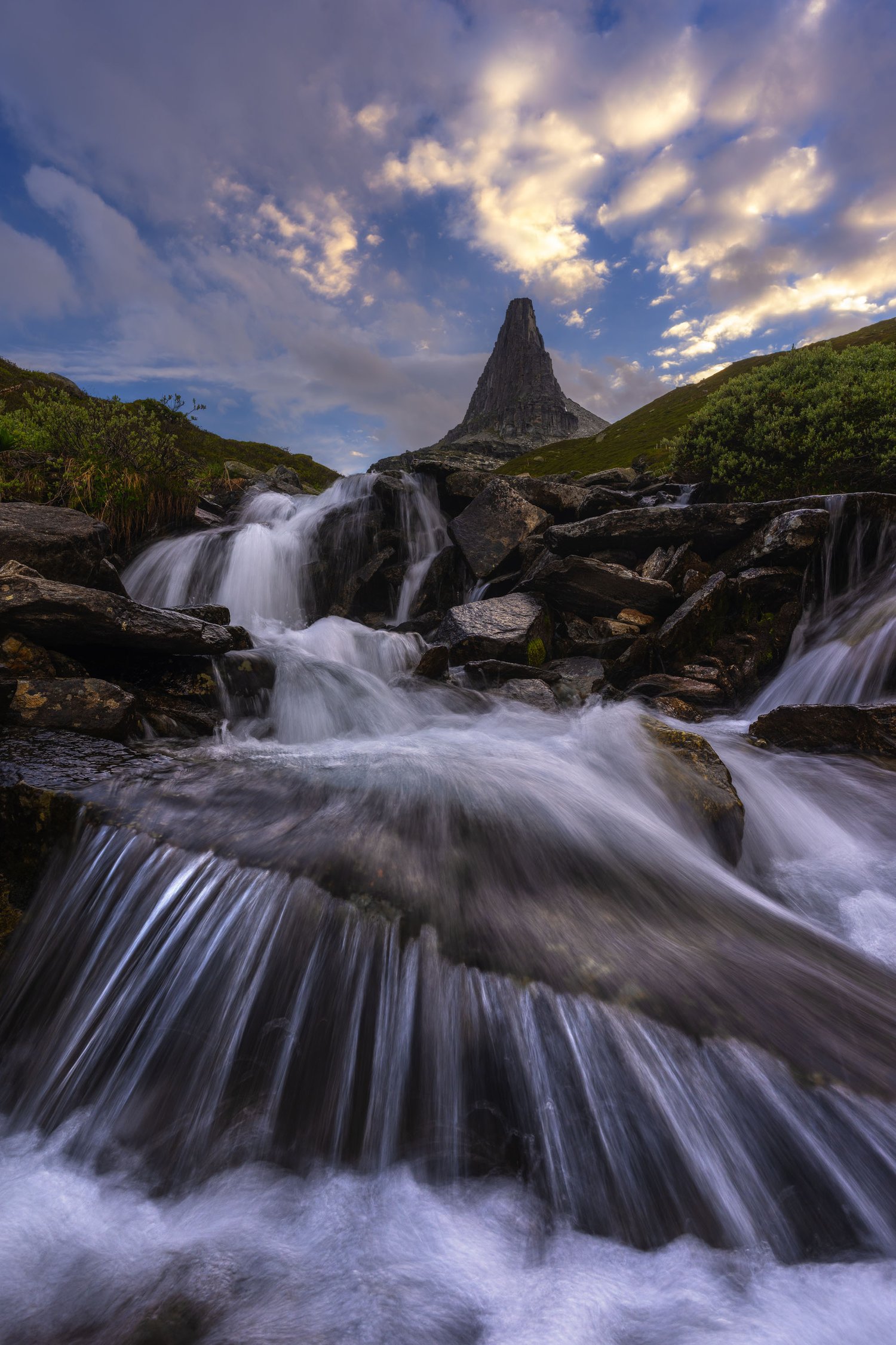 Switzerland Zervreilahorn landscape photography mountain pointy peak waterfall long exposure epic alps wide angle 3_1