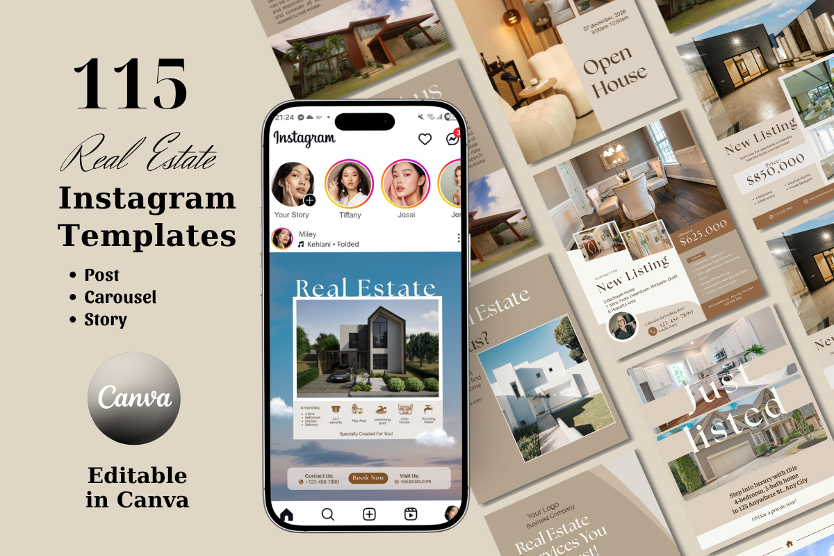 Real Estate Instagram Templates Canva Bu