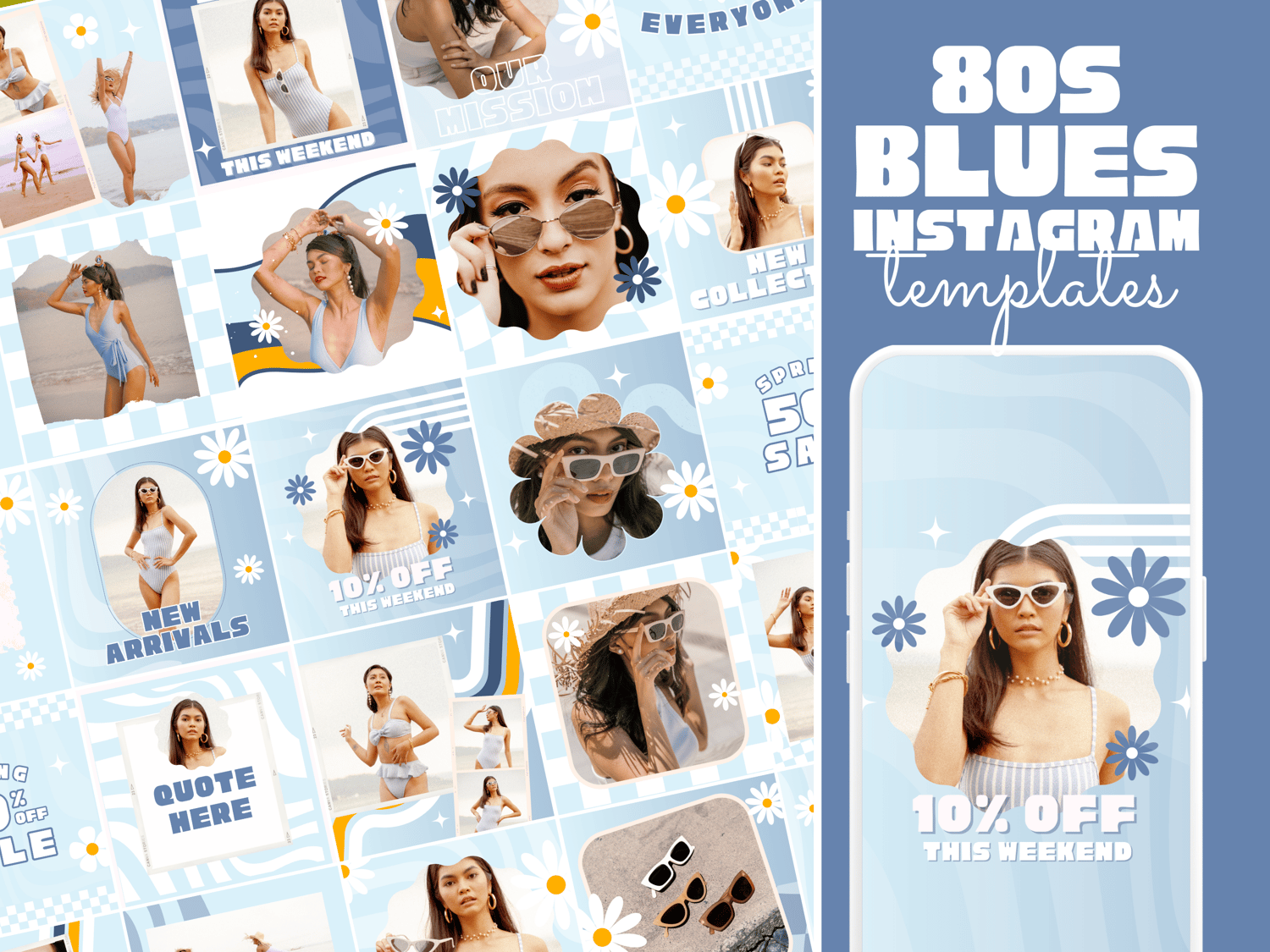 Blue Retro Instagram Templates