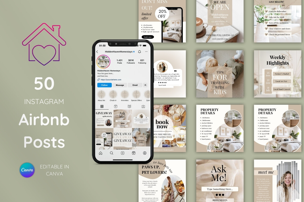 Airbnb Social Media Instagram Templates