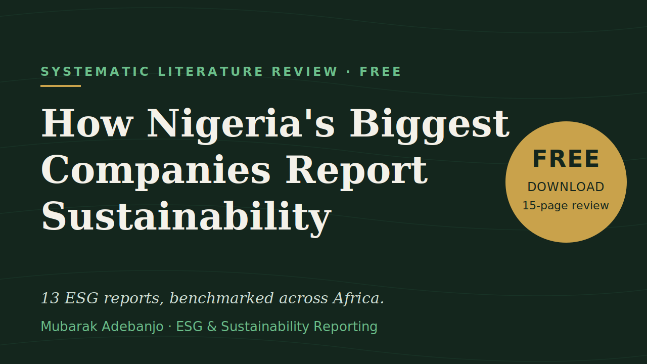 ESG & Sustainability Reporting in Nigeria: A Systematic Literature Review