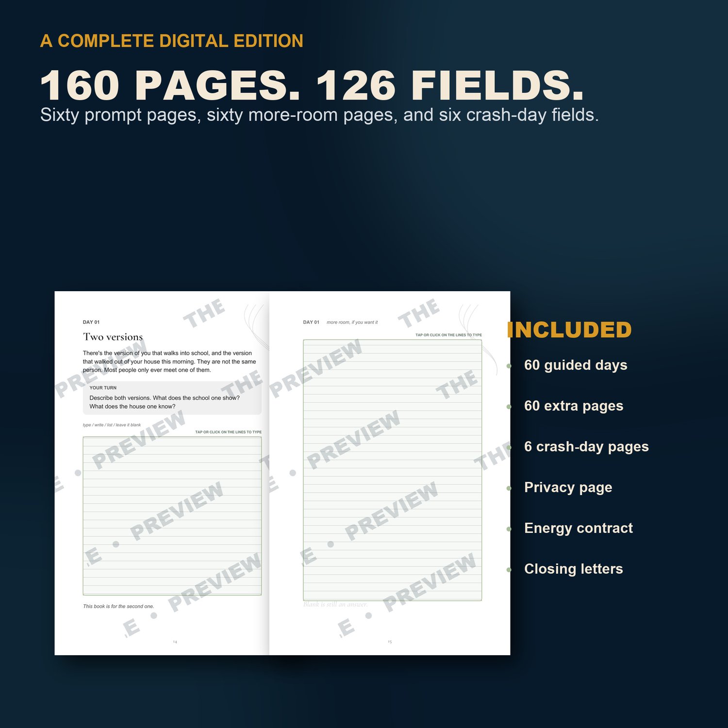 What is included in the 160-page fillable digital journal