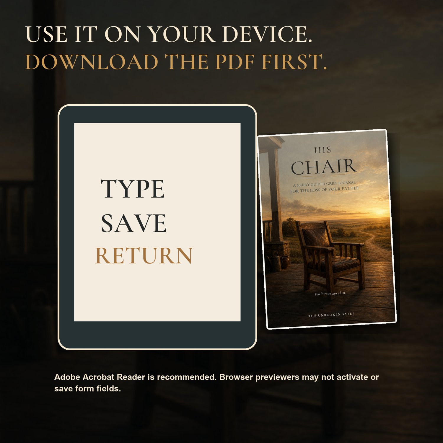 Instant digital download information for the father loss journal