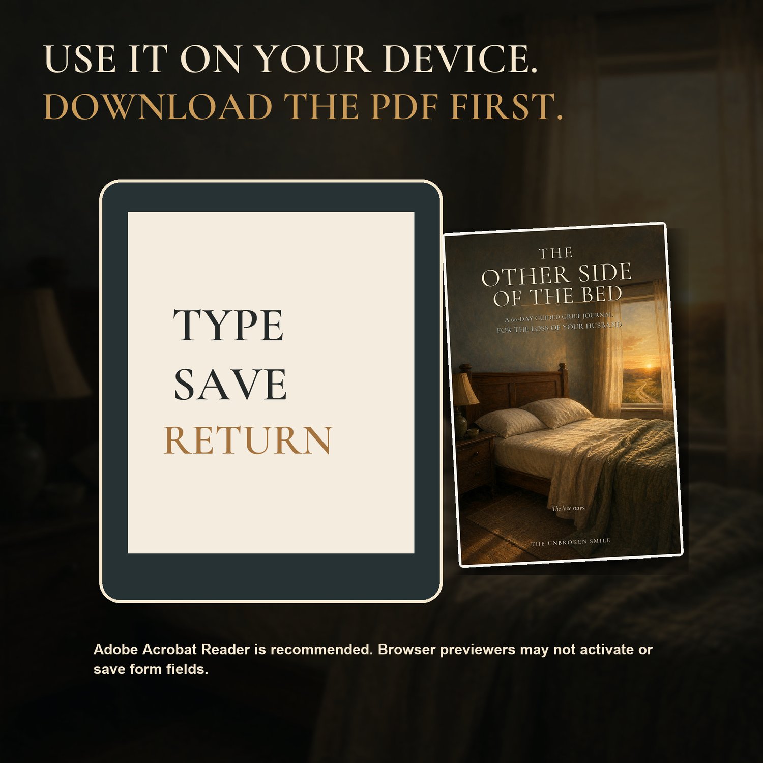 Instant digital download information for the widow grief journal