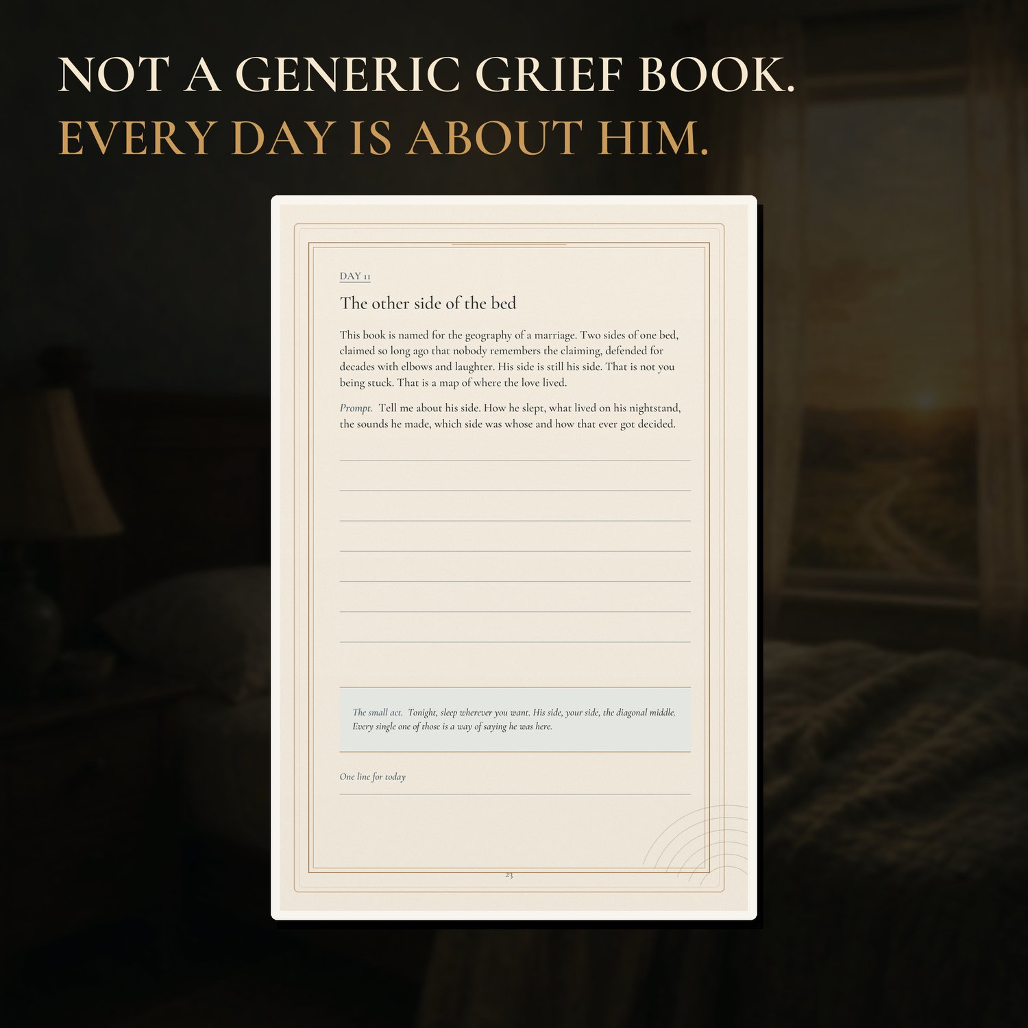 Sample guided grief prompts and keepsake pages from the journal