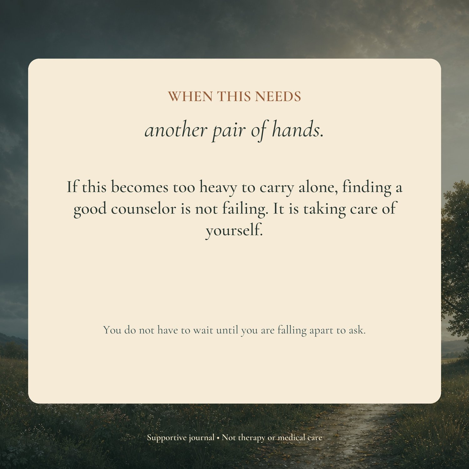 Counselor support reminder for cancer caregivers when things feel too heavy