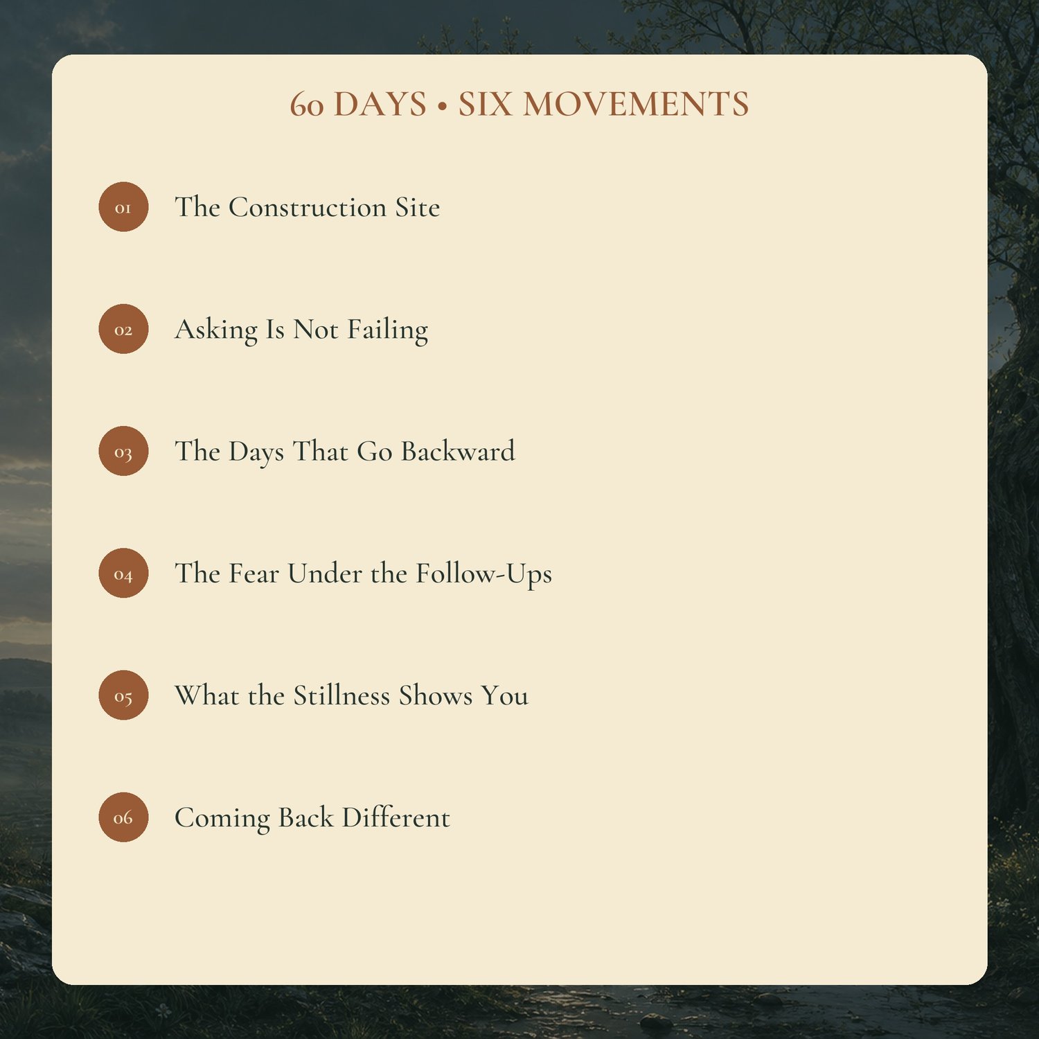 Six emotional movements covered during post-surgery recovery