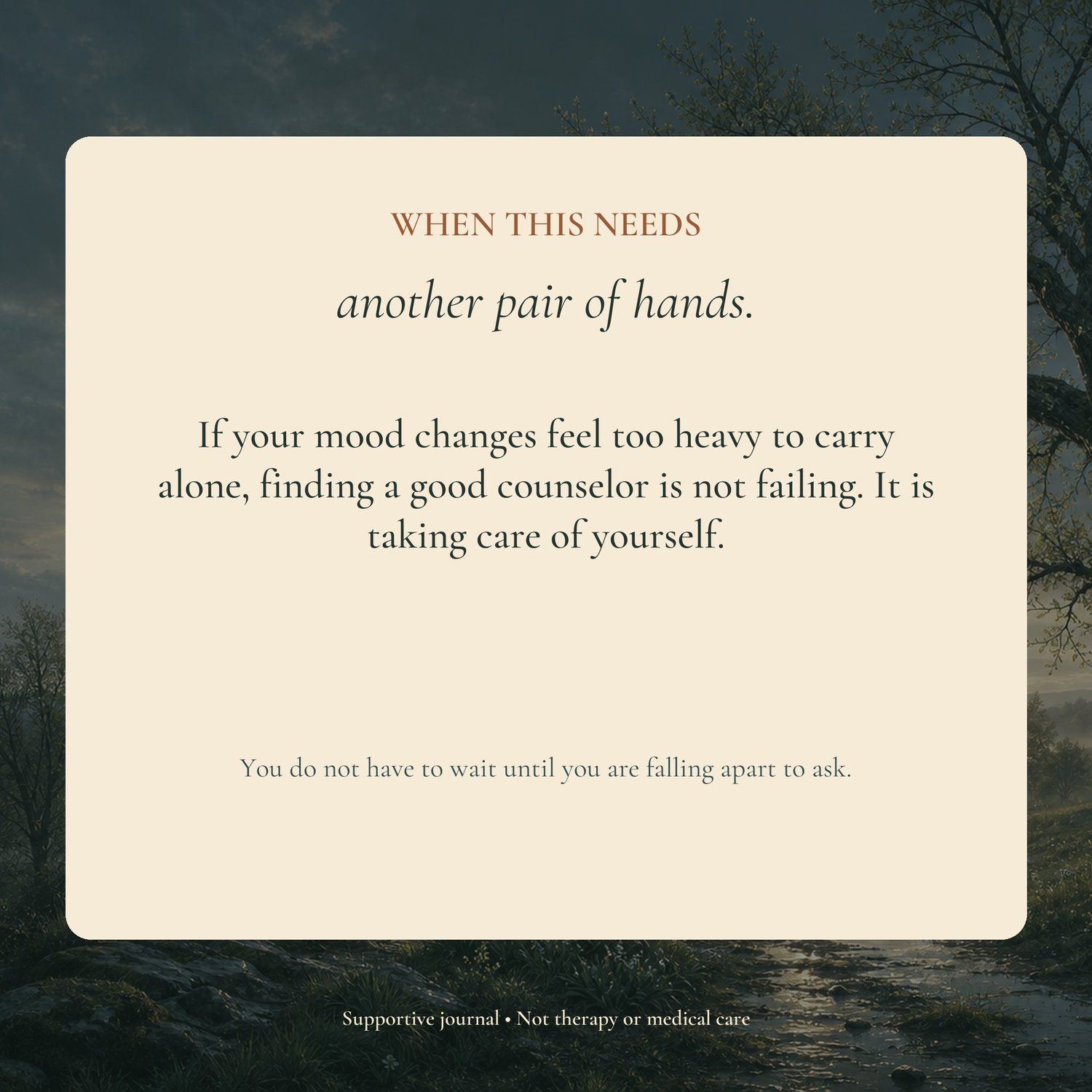 Counselor support reminder for women facing a difficult recovery