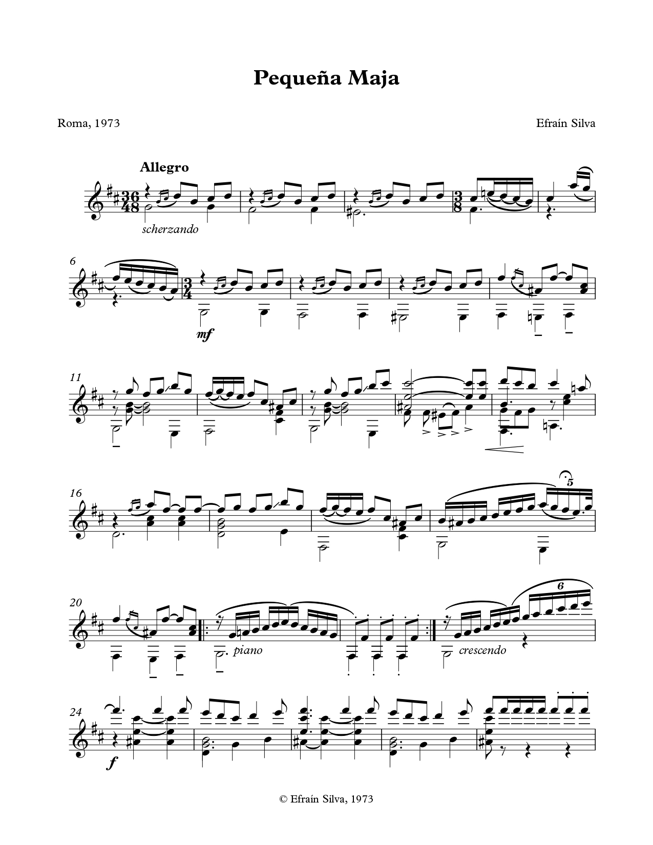Pequena Maja, Efrain Silva, Solo Guitar, Guitarra Sola, Enrique Granados, Jose Tomas, Musica en Compostela, Classical Guitar, Guitarra Clasica, Spanish Guitar, Sheet Music, Partituras, Compositor Venezolano