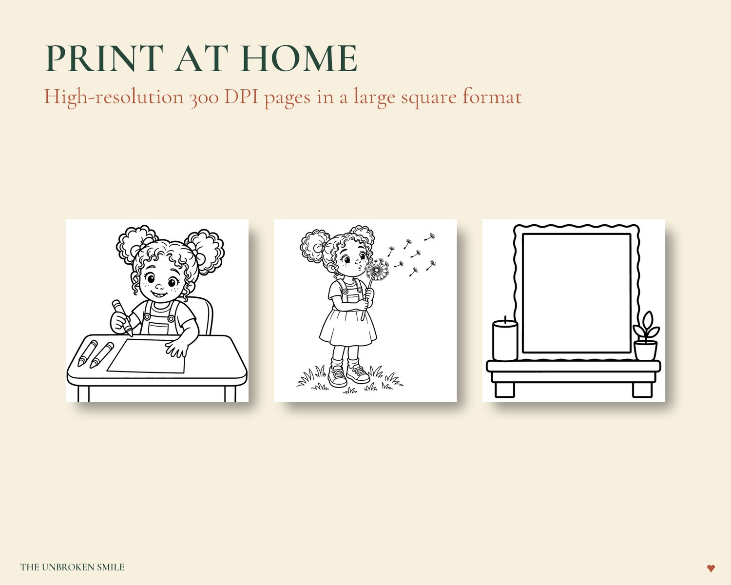 Three high-resolution printable coloring pages featuring Millie drawing, Wren making a wish, and an open drawing frame