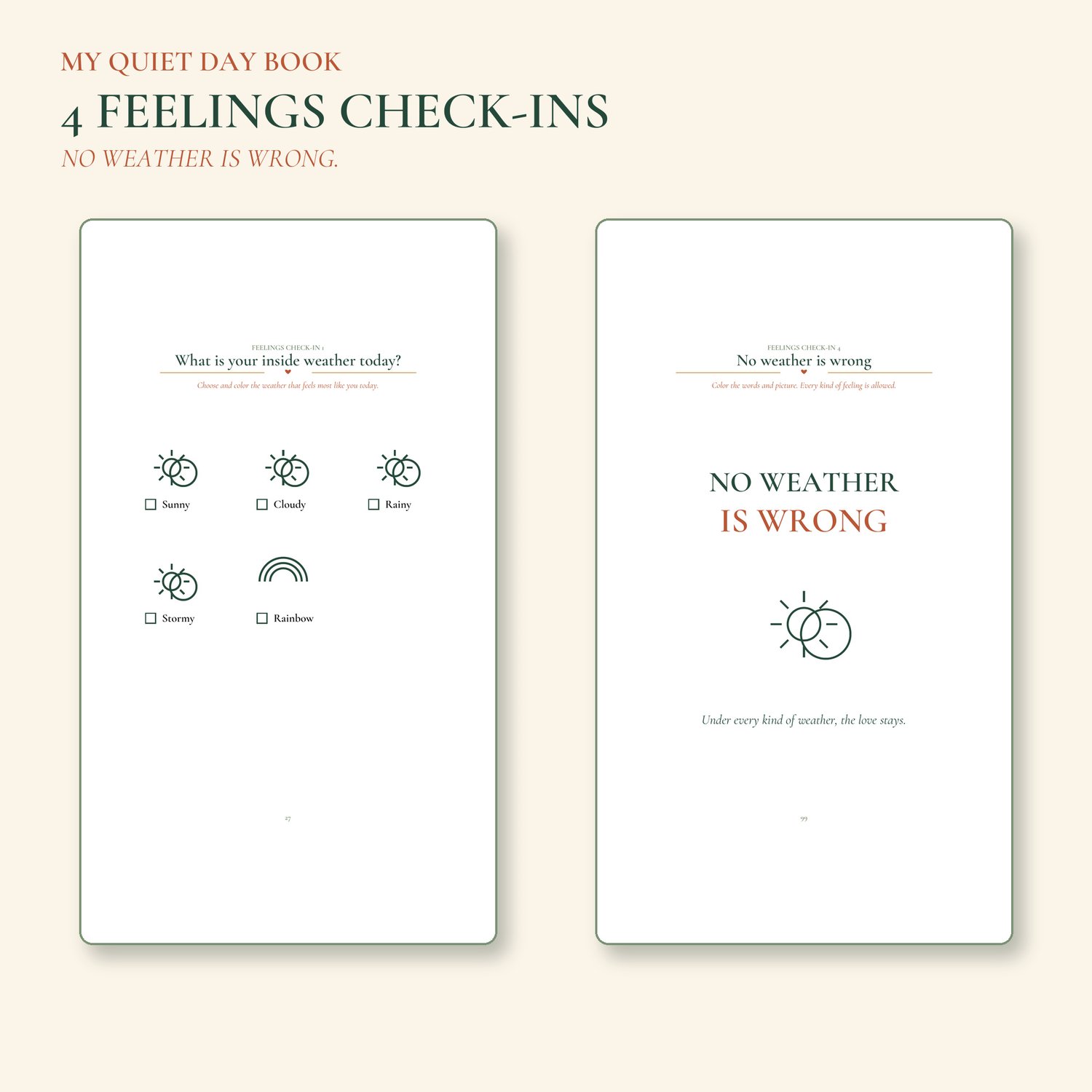 Feelings check-in previews for noticing today's inside weather without judgment