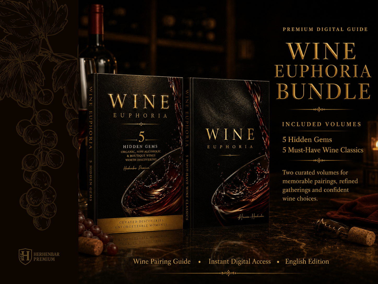 Wine Euphoria two-volume premium digital wine guide collection with five wine classics and five non-alcoholic hidden gems