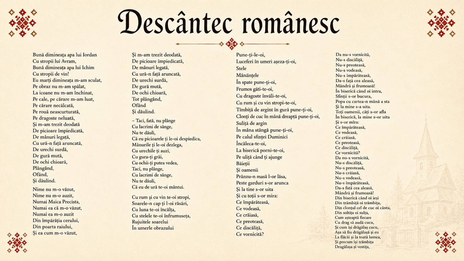 Descântec românesc tradițional din folclorul popular