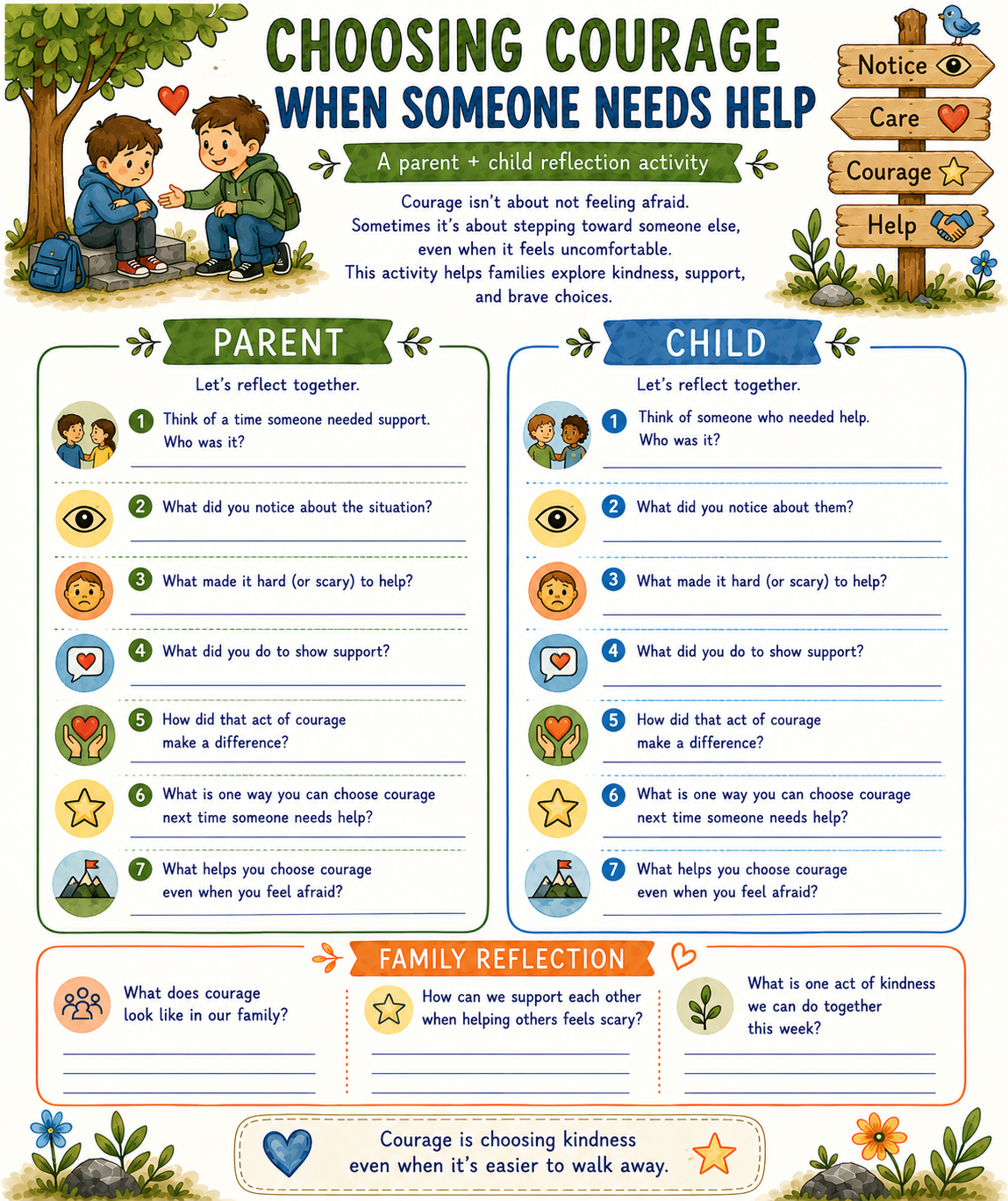 Choosing Courage Parent + Child Worksheet