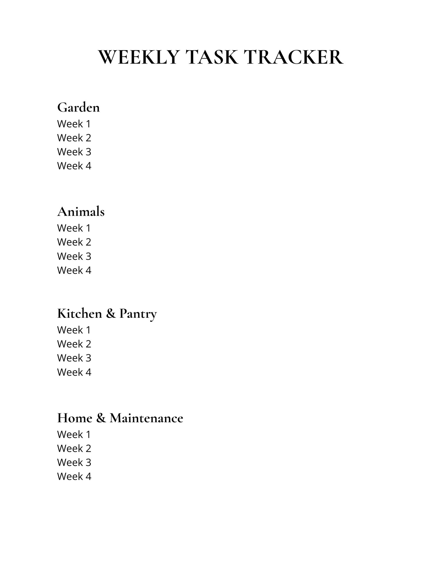 Printable homestead planner page featuring task tracking worksheets designed to help manage garden work, property maintenance, and monthly homestead goals.