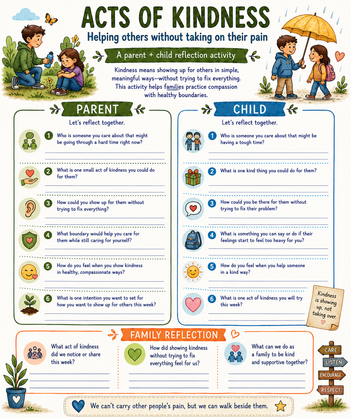 Acts of Kindness Parent + Child Worksheet
