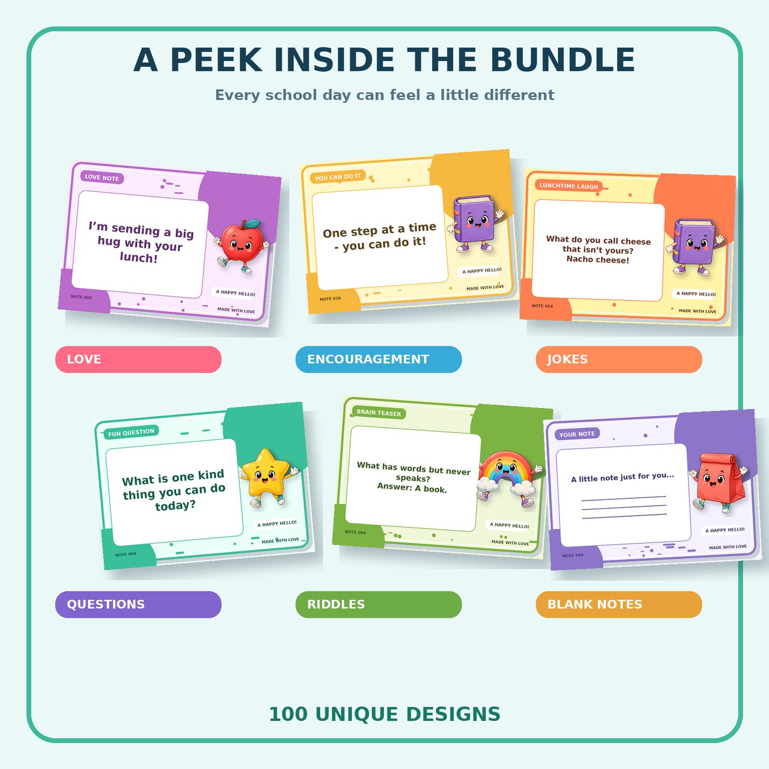 100 Lunch Box Notes for Kids – Encouragement, Jokes & Riddles