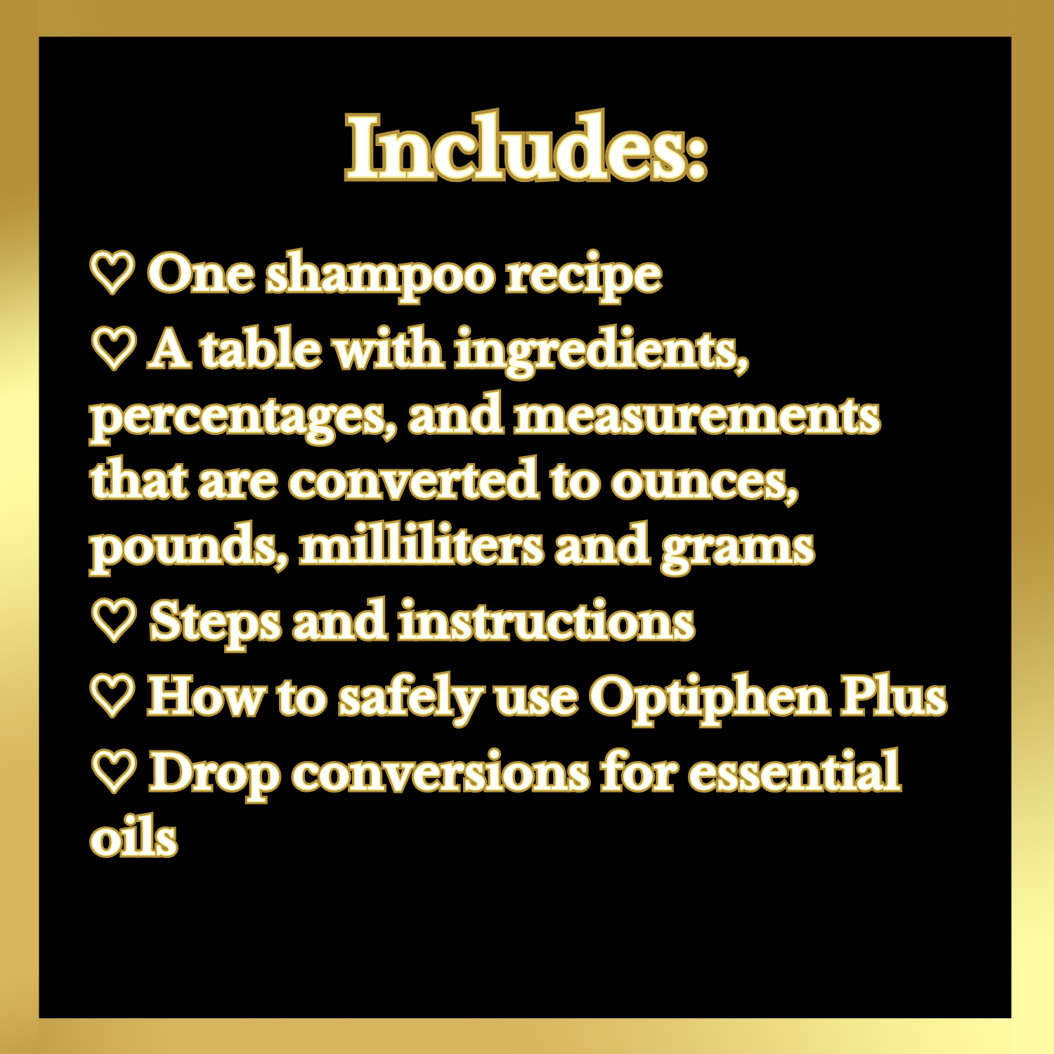 A product promotion thumbnail stating what the Shampoo Recipe includes.