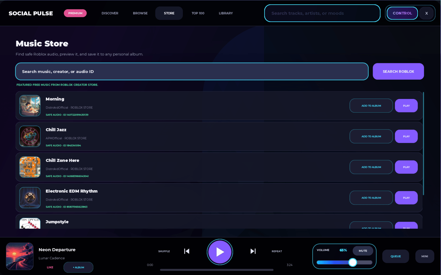 Roblox music queue