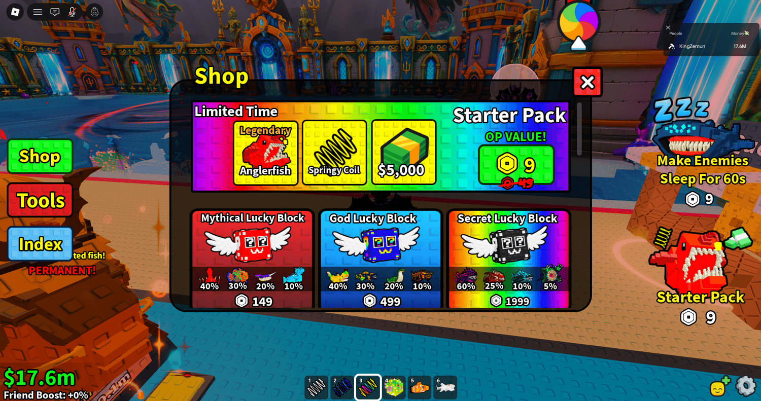 Roblox fishing simulator UI