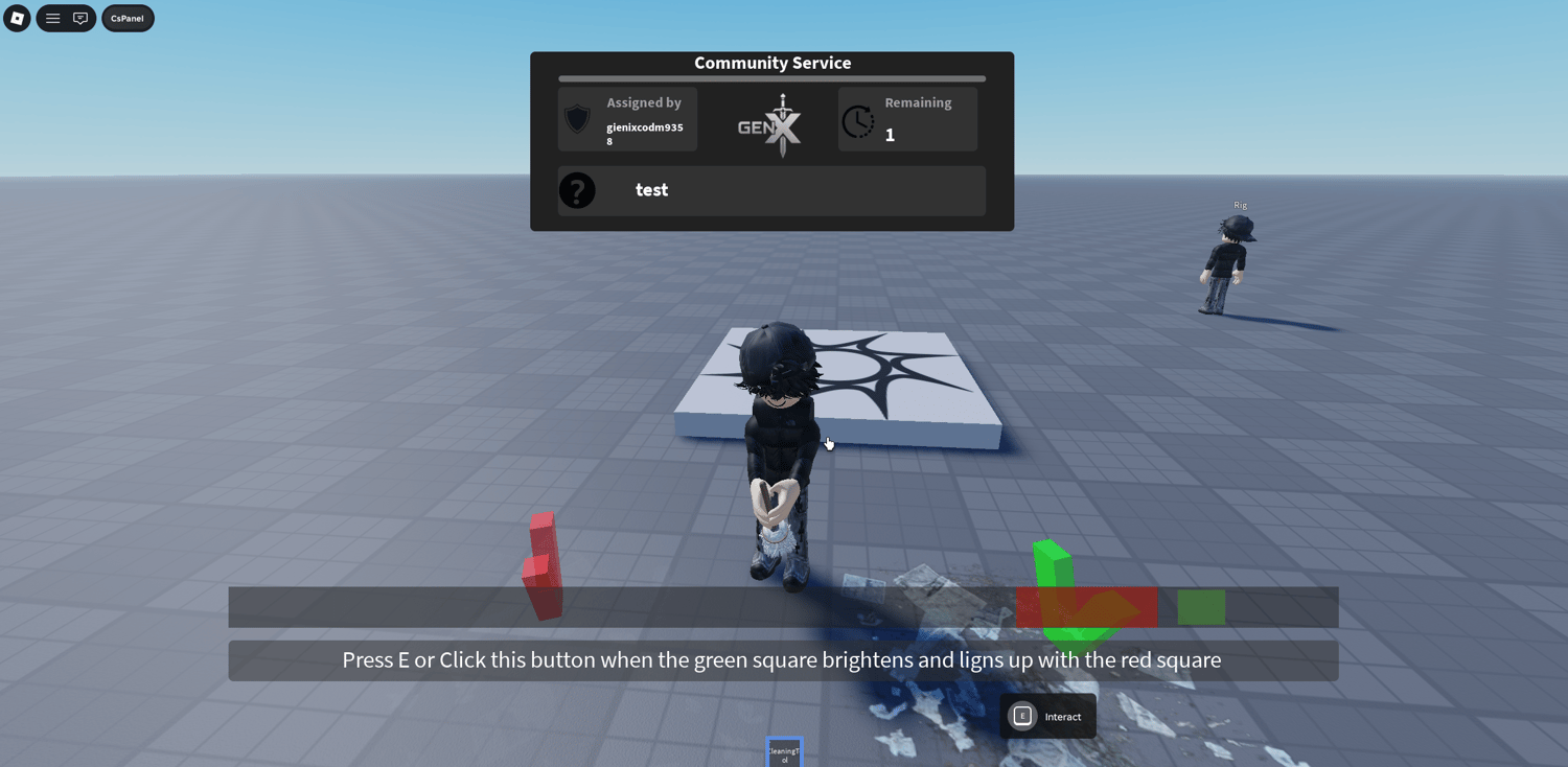 Roblox community service admin panel