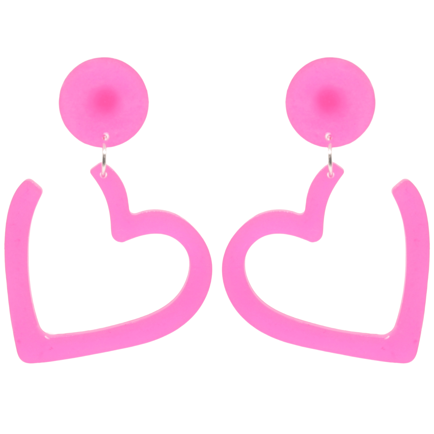 1980's Style Retro Heart Earrings Pink