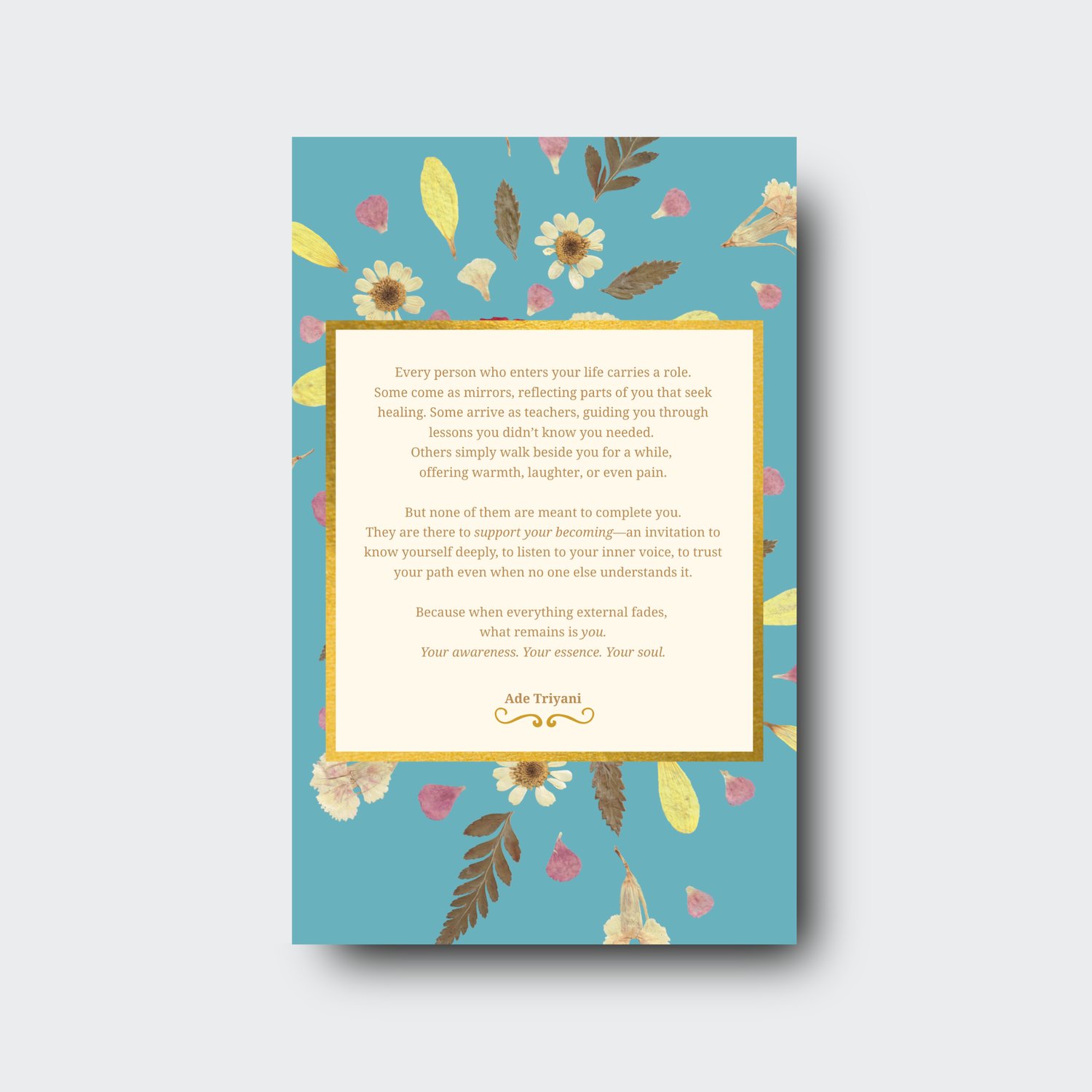 Back cover quote from When the Light Found Me memoir, on relationships as mirrors for healing and self-awareness