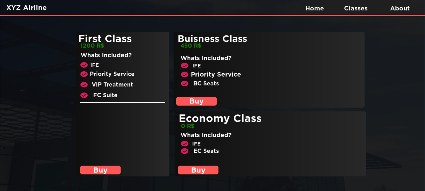 Roblox airline UI