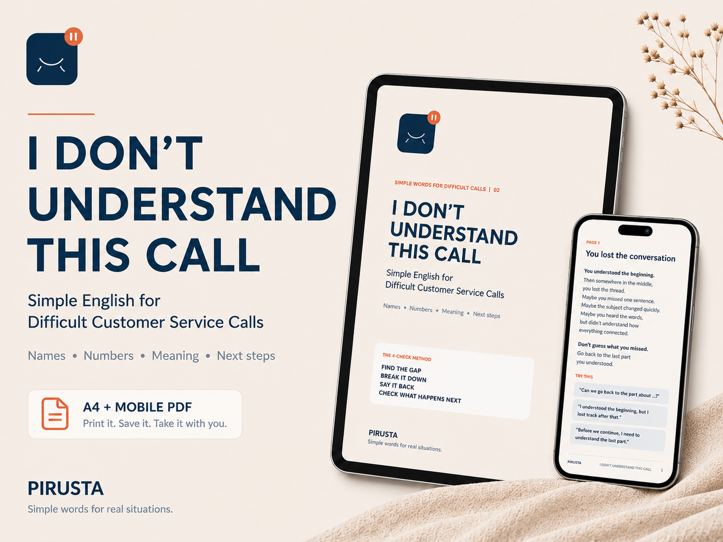 I Don’t Understand This Call simple English customer service guide by PIRUSTA Publishing