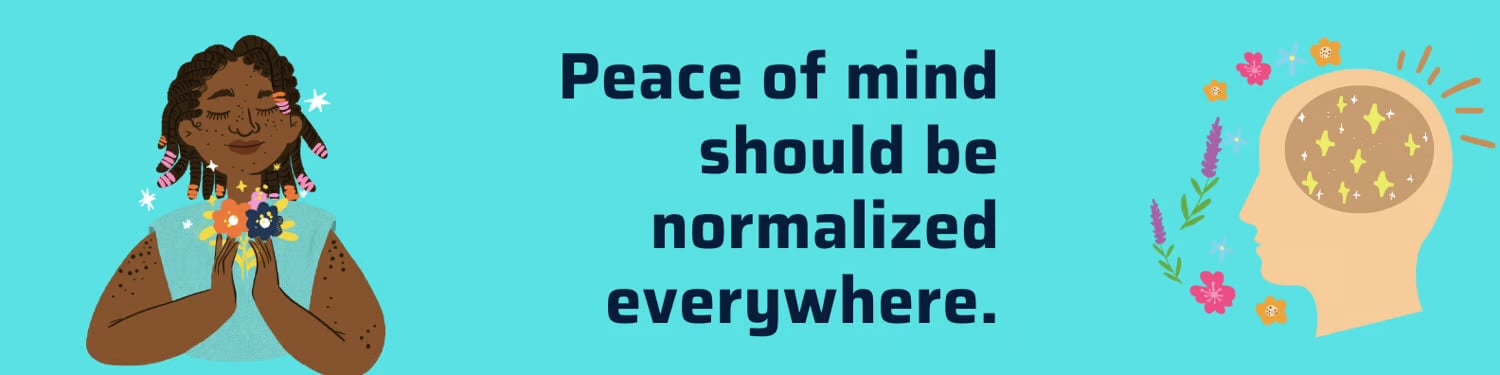 La paz mental debería normalizarse en todas partes — ilustración de bienestar mental para Blossom With Mindfulness-Treyana Harry
