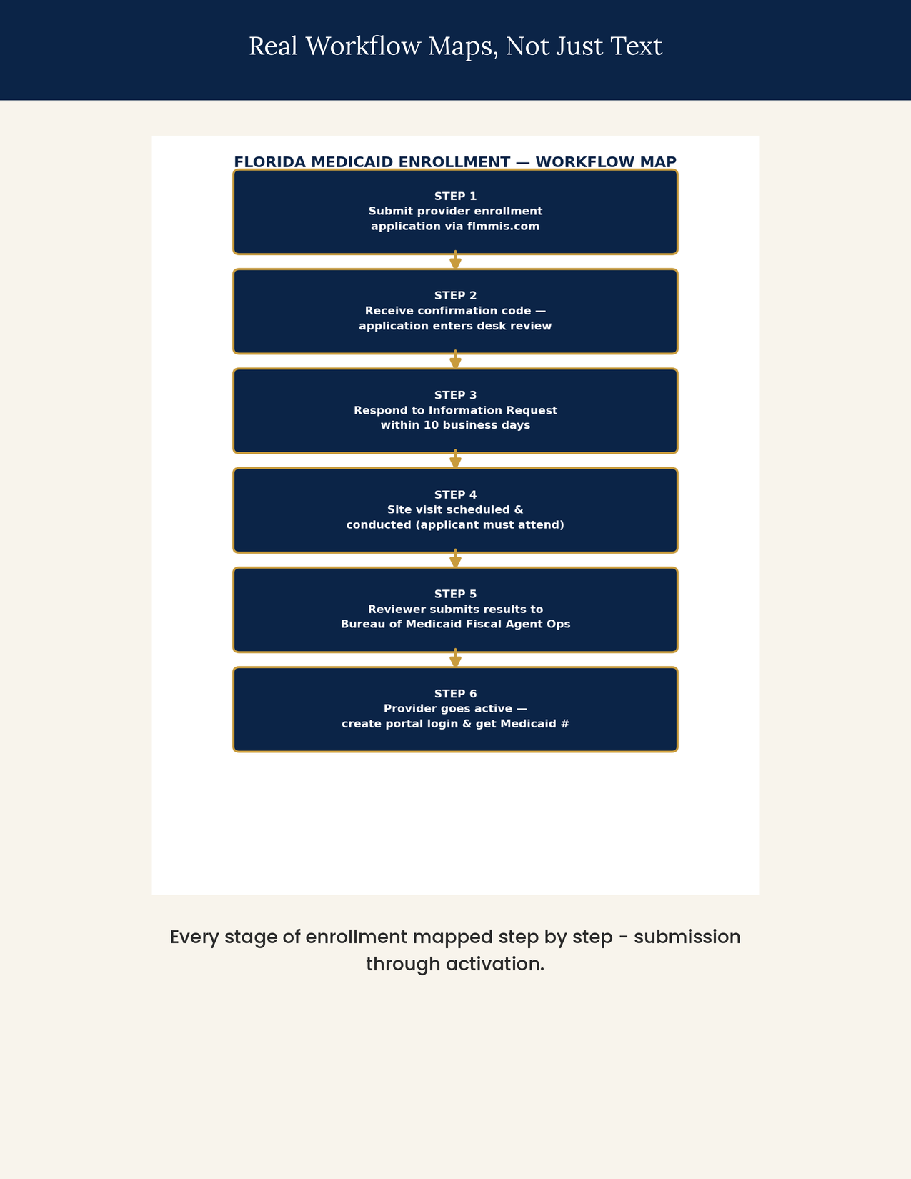Florida Medicaid provider enrollment Information Request Template guide showing sections to review and organize before responding