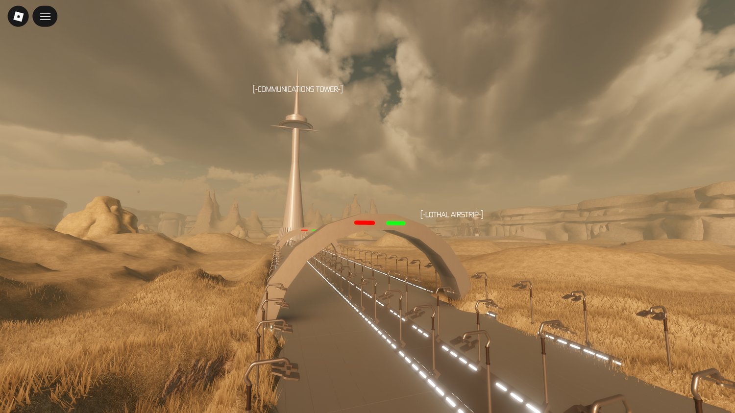 Roblox desert spaceport map with spacecraft