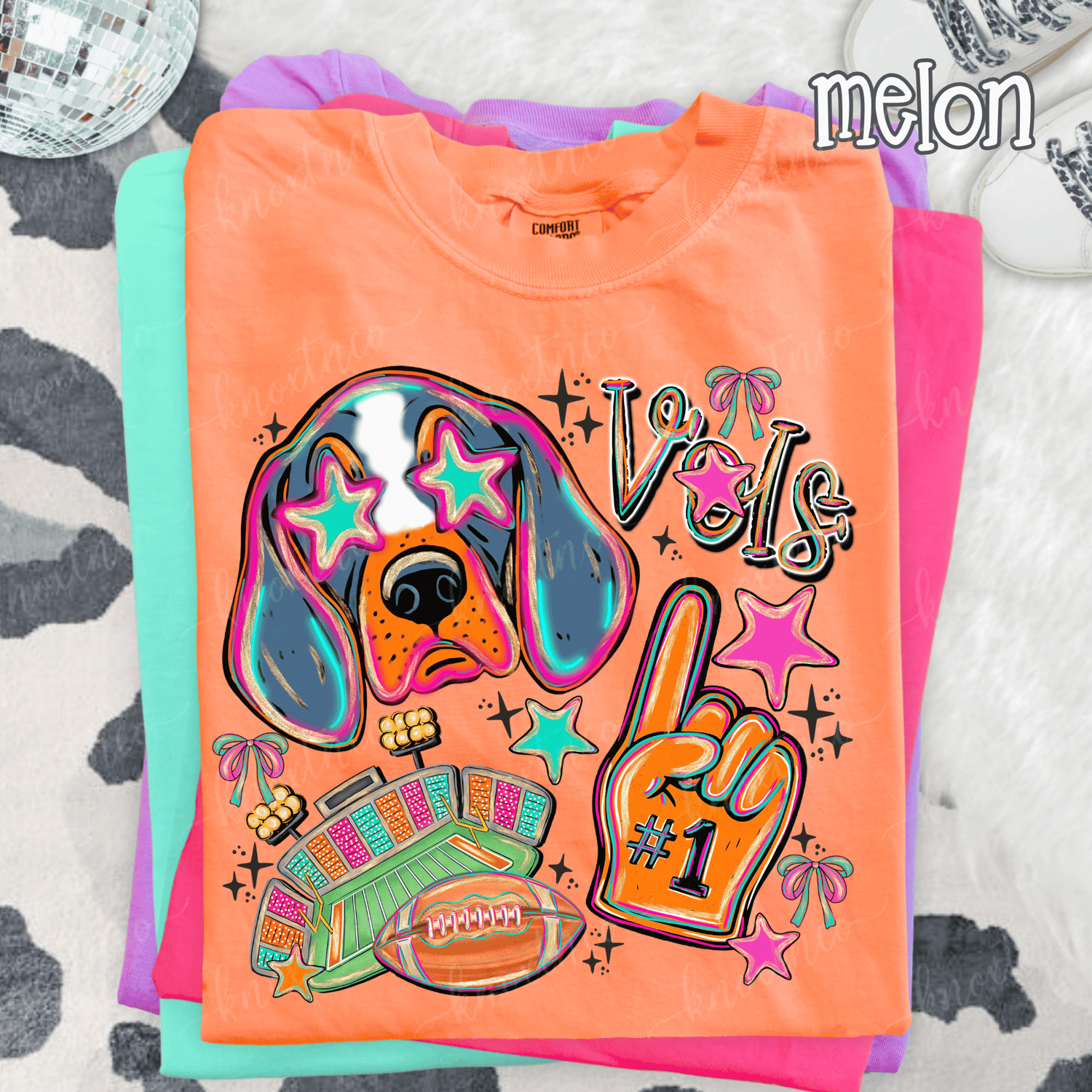 Orange and Pink Vols Smokey Football Tee Gift for Fan