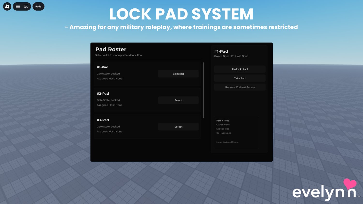 Roblox lock pad management system