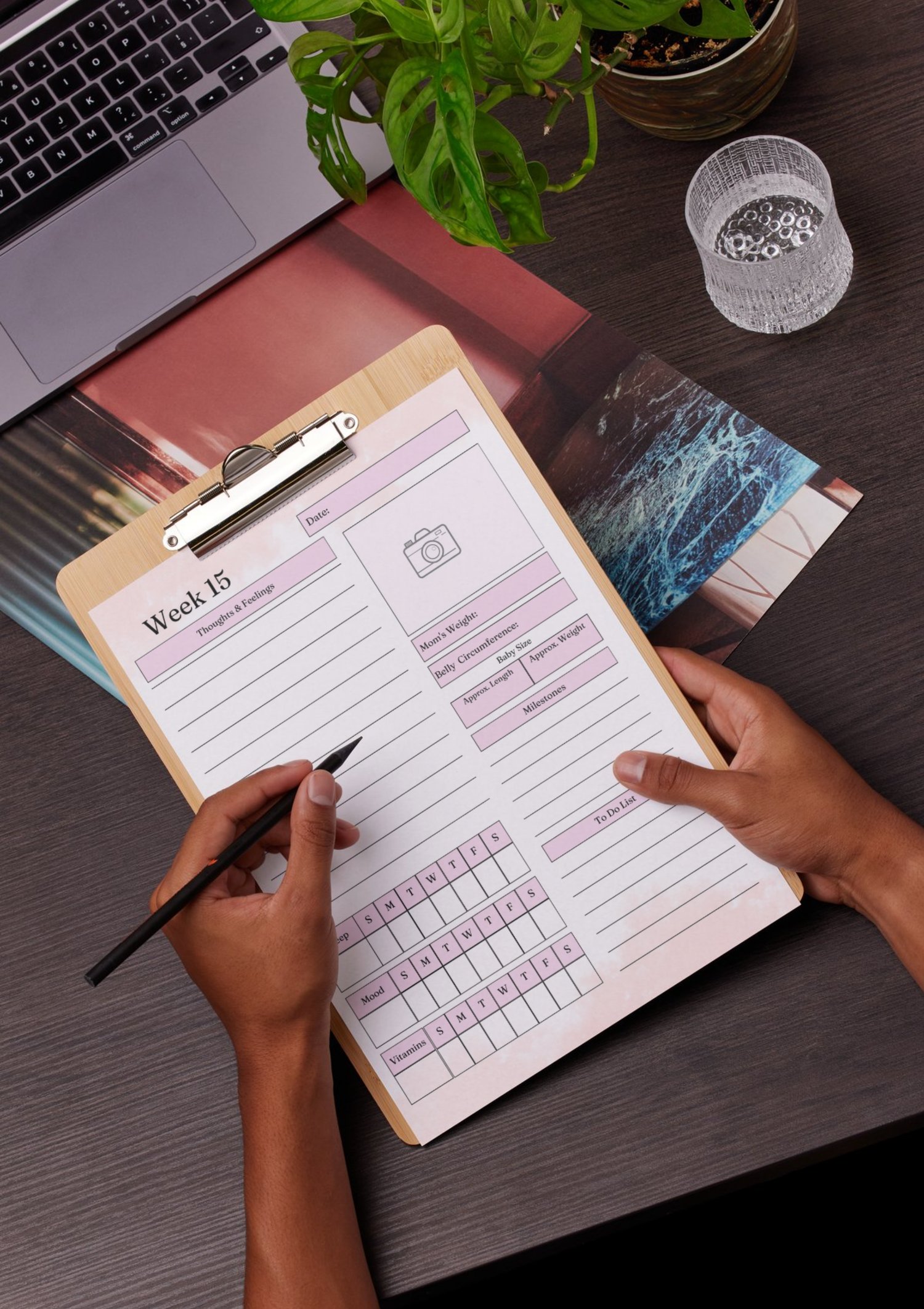 Weekly pregnancy journal printable with pregnancy tracking pages for moms-to-be