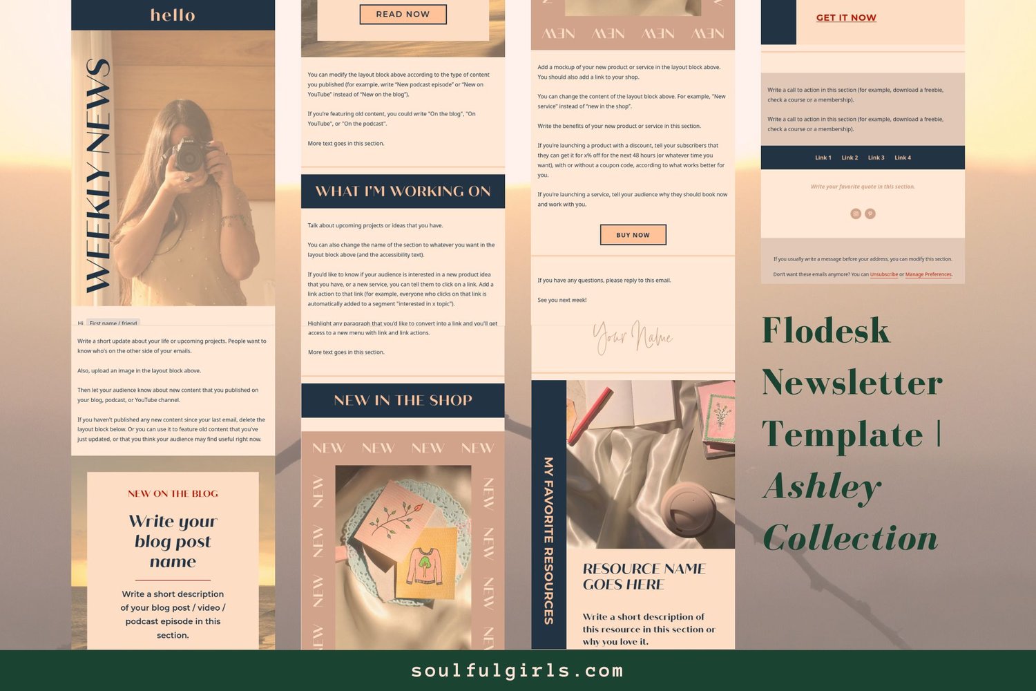 Example of one of the Flodesk newsletter templates included.