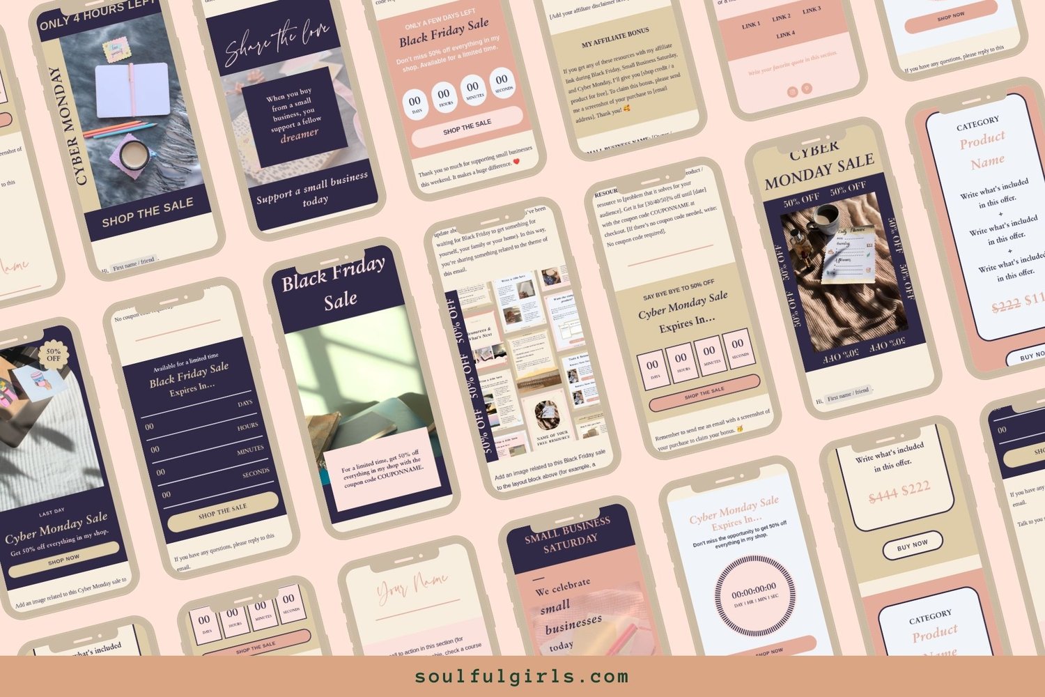 Example of one of the Flodesk Black Friday templates included.