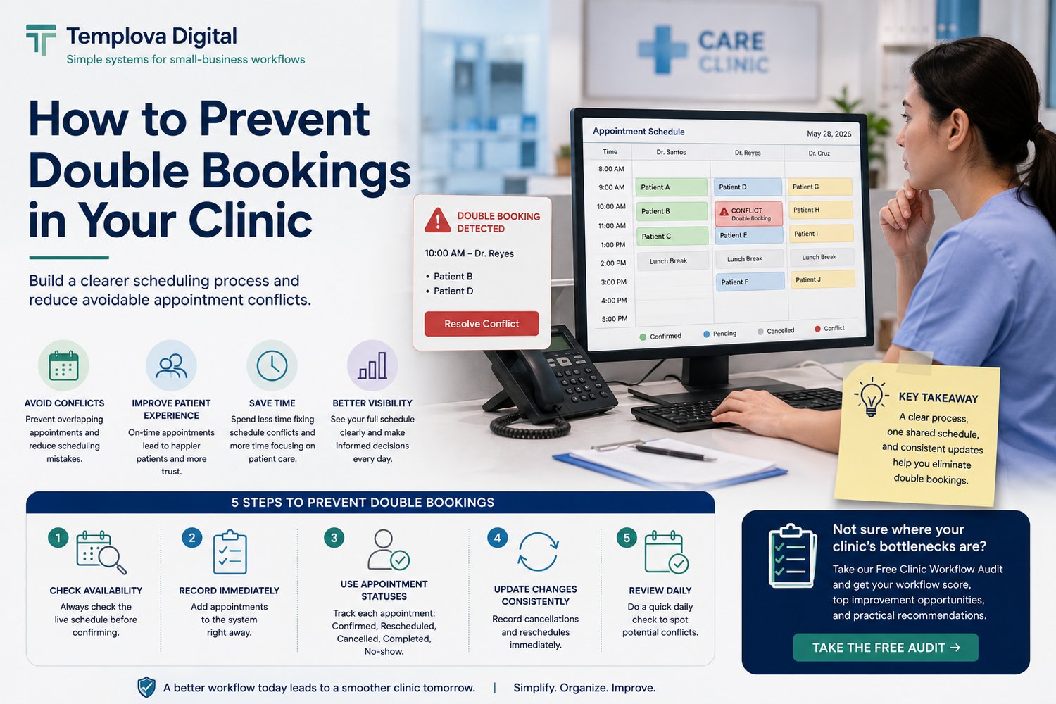 how to prevent double booking in your clinic | Templova Digital blog post image 3