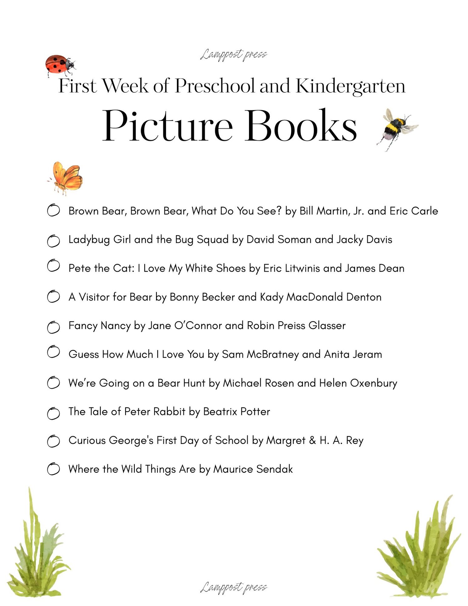 First week of preschool and kindergarten picture books
