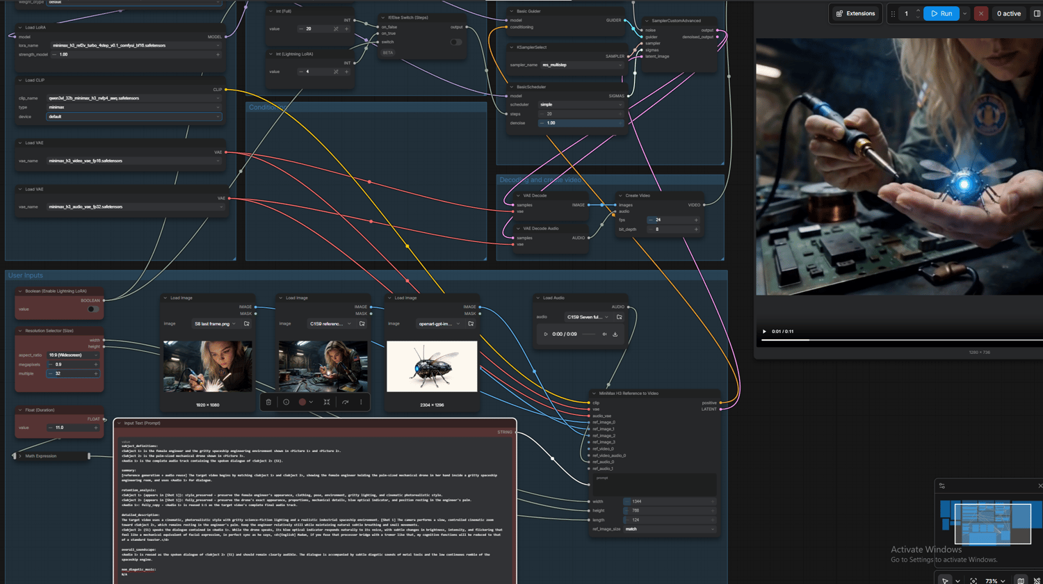 Workflow for Minimax H3 on ComfyUI