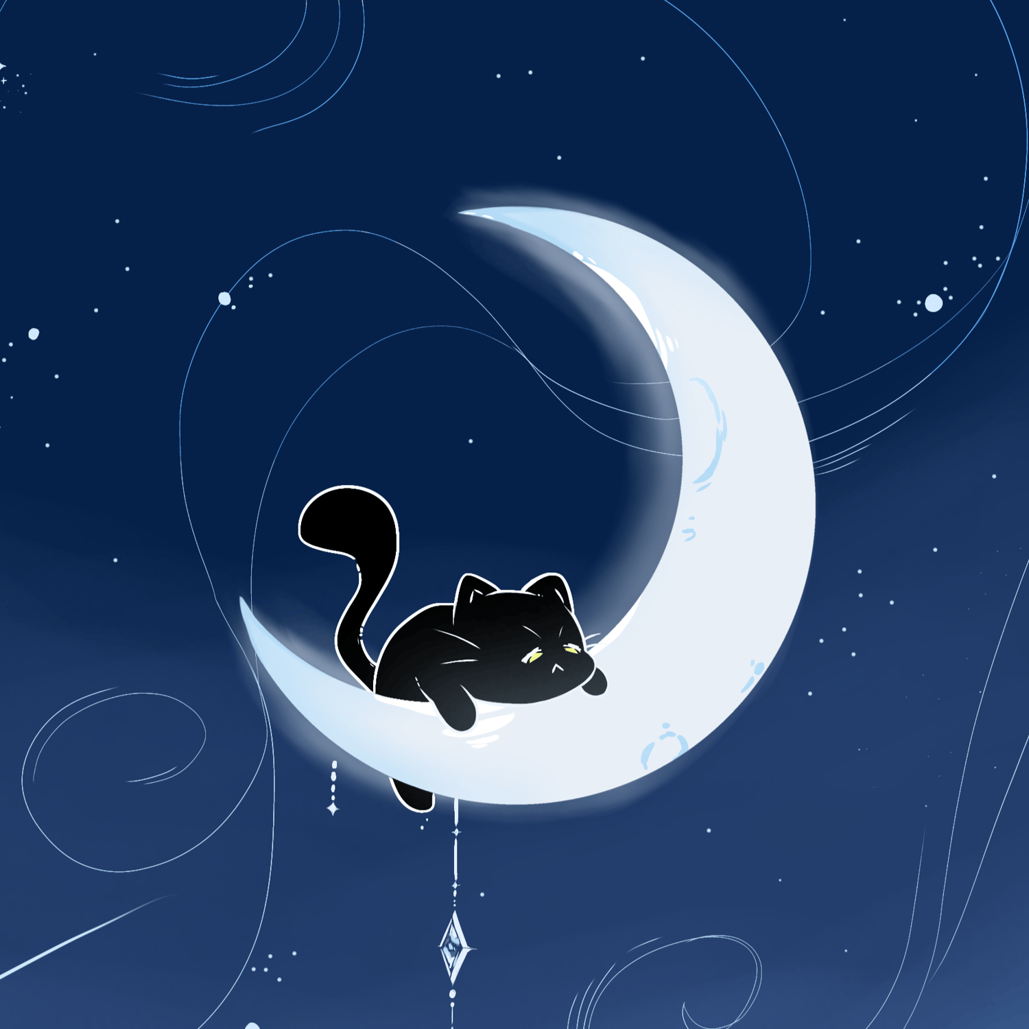 A cat on a moon