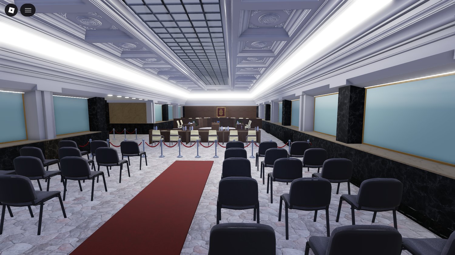 Roblox Constitutional Court judicial desks and seating